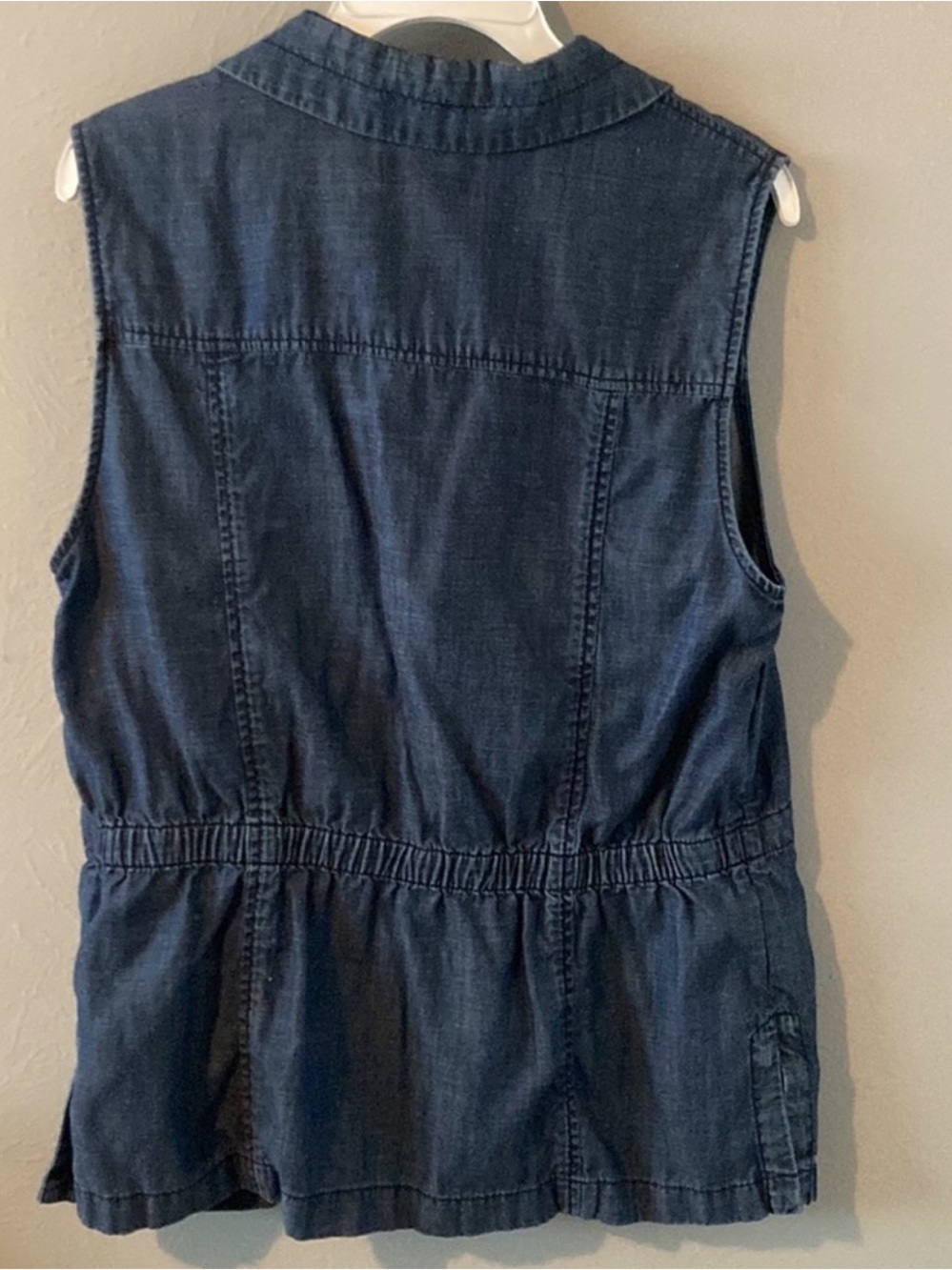 Talbots Dark Blue Denim Sleeveless Button Vest - Picture 2 of 5
